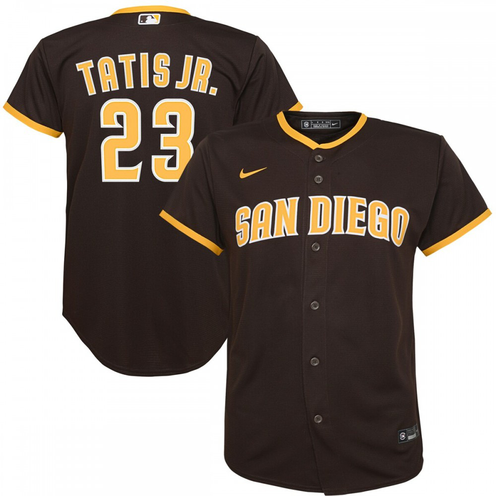 Fernando Tatis Jr. San Diego Padres Youth Alternate Replica Player Jersey - Brown-Pro Kit Vault | Brand New 26/27 Sports Jerseys
